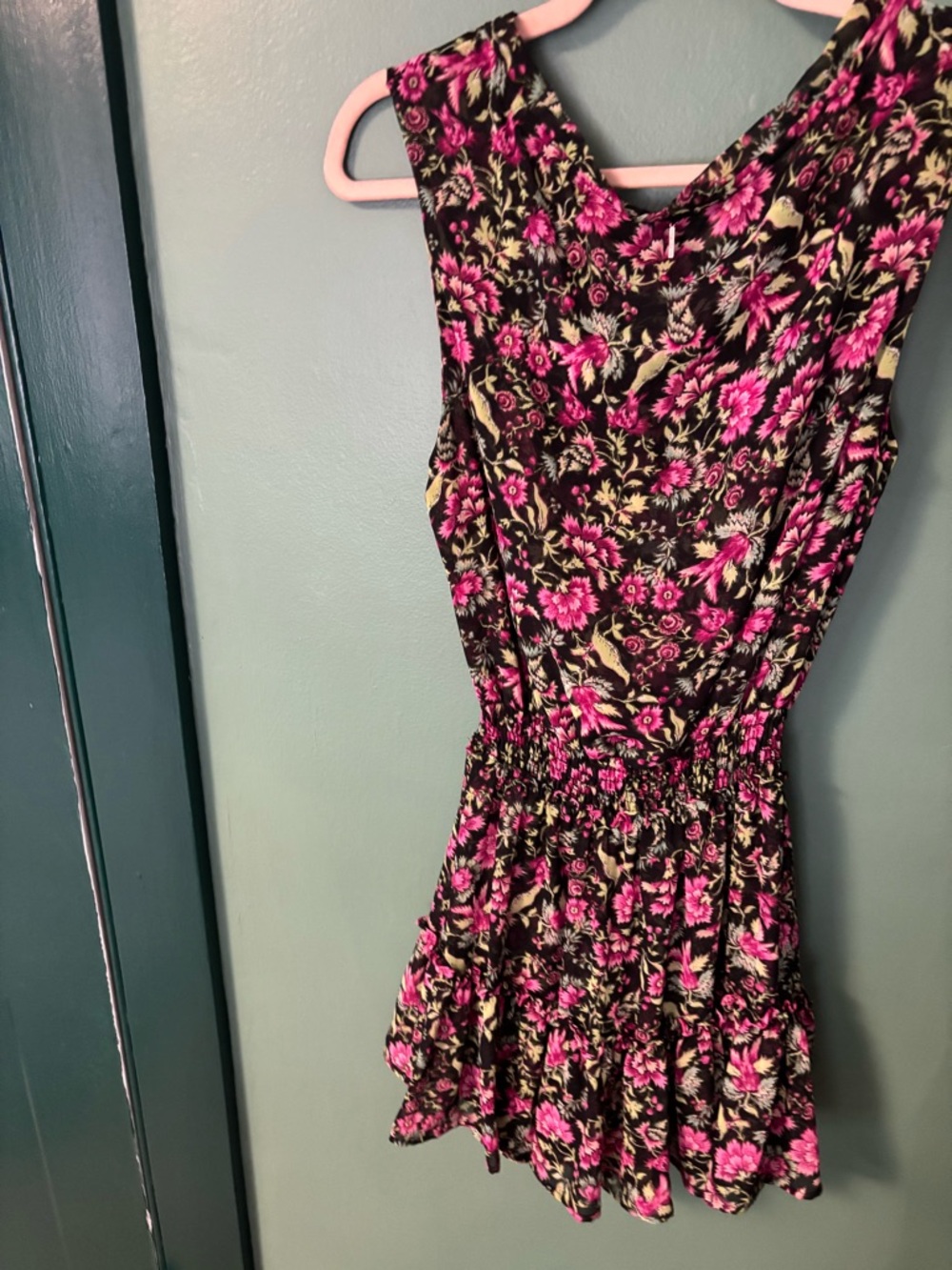 Misa Los Angeles Black Mini Dress with Pink Floral Print - Picture 4 of 6